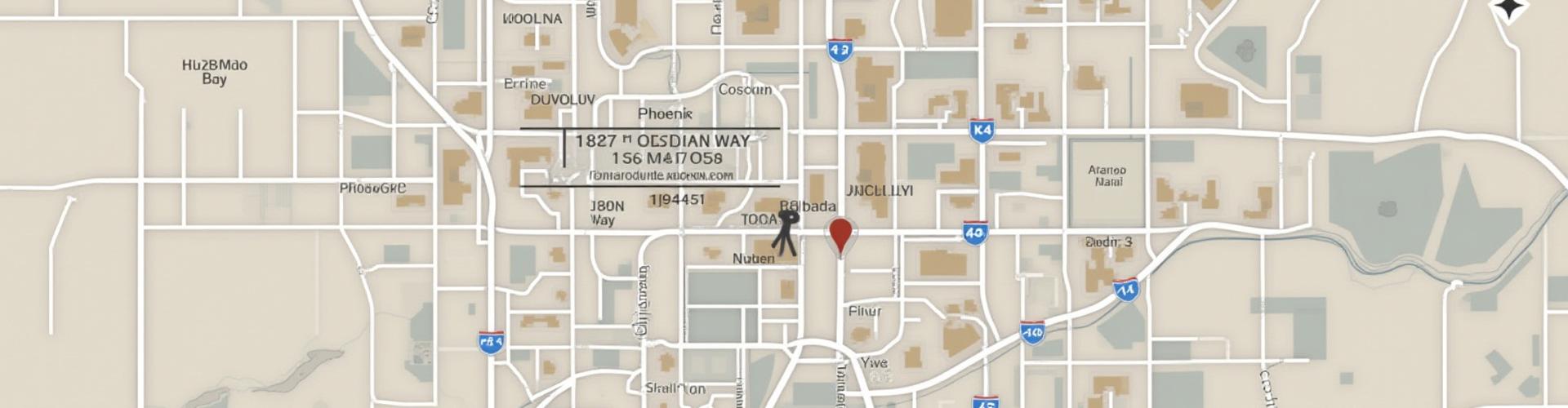 Map showing Agate Aroma location at 1827 Obsidian Way, Suite B, Phoenix, AZ 85012